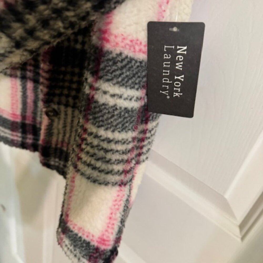 NWT NY Laundry Plaid Shacket Women's Oversized Shirt Jacket Sz S - Picture 4 of 6